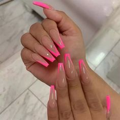 Unghie Sfumate, French Tip Nail Designs, French Tip Acrylic Nails, Long Acrylic Nails Coffin, Pink Acrylic, Pink Nail, Pink Acrylic Nails, Acrylic Nails Coffin, Coffin Nails Designs