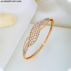 Gold Bracelet Kada For Women, Rose Gold Kada, Moti Design, Latest Ring Designs, Kada Bangles, Gold Kada, Wedding Jewellery Designs, Beautiful Jewelry Diamonds