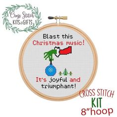 cross stitch kit with christmas music and it's joyful and triumphant in the hoop