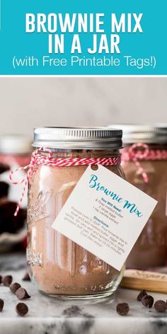 brownie mix in a jar with free printable tags