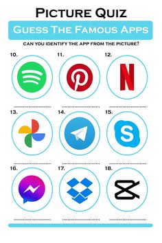 an info sheet with different types of logos on it and the text, pictures quiz guess the famous apps can you identify the app from the picture?