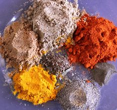 there are many different types of spices on the plate