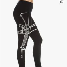 Basically Brand New, Super Soft, Leggings From Amazon. They Have A Gun Printed On Each Leg. The Only Visible Wear Is Shown. There Is No Tag But They Are Small Size Black Tight Leggings For Streetwear, Black Stretch Leggings For Streetwear, Lace Up Leggings, Cut Out Leggings, Perfect Leggings, Fashion Goals, Soft Leggings, Printed Leggings, Black Print