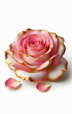 a pink and white rose on a white background