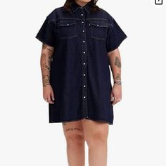 Never Worn Levi’s Denim Dress With Snaps. Perfect Condition. Machine Washable. Levi Dress, Western Dress, Plus Size Brands, Levis Women, Western Dresses, Way Down, Amazon Women, Simple Dresses, Casual Dresses For Women