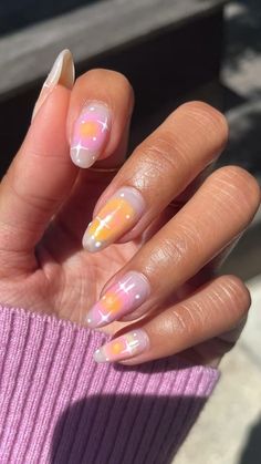 Pink and Orange Aura Nails Leo zodiac nails diy nail tutorial Zodiac Birthday Nails, Astrological Nails, Leo Zodiac Nails, Leo Nails Zodiac, Almond Nails Orange, Horoscope Nails, Aura Nails Tutorial, Pink And Orange Aura, Orange Aura Nails