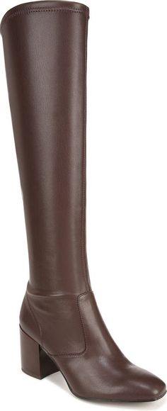 Franco Sarto Talfer Tall Boot (Women) | Nordstromrack Brown Square Toe Knee-high Boots For Work, Square Toe Knee-high Boots With Reinforced Heel For Office, Brown Faux Leather Knee-high Boots With Block Heel, Brown Calf Leather Knee-high Boots With Square Toe, Brown Square Toe Calf Leather Knee-high Boots, Brown Square Toe Knee-high Calf Leather Boots, Brown Square Toe Heeled Boots For Work, Brown Square Toe Platform Boots For Work, Brown Knee-high Boots With Stacked Heel And Square Toe