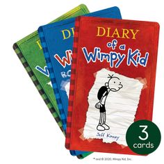 three children's books with the title diary of a wimpy kid