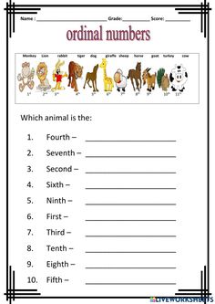 the animal numbers worksheet for children to learn how to read and understand them