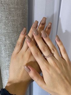 Classy Gel Extensions, Nude Square Nails Short, Light Brown Nails Acrylic, Coffee Nails Designs, Cappuccino Nails, Classy Nude Nail Designs, Elegant Nude Nails, Nail Extension Designs, Gel Extension Nails