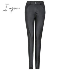 Pant Style: Pencil PantsMaterial: PolyesterFit Type: skinnyLength: Full LengthDecoration: PocketsOrigin: CN(Origin)Season: Spring/AutumnWaist Type: HIGHPattern Type: SolidStyle: CasualFront Style: FlatAge: Ages 18-35 Years OldFabric Type: PUClosure Type: Button FlyGender: WOMEN Black Flared Jeans, Vintage Long Dress, Leather Pants Women, Pants Plus Size, Turtleneck Sweatshirt, Lined Jeans, Womens Parka, Summer Blouses, Women Pants