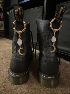 Toned Spring, Boot Charms, Doc Marten Boot, Doc Marten, Moon Crystal, Milwaukee Wi, Boot Accessories, Shoe Clips, Gold Brass