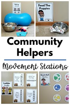 the community helpers movement stations with pictures