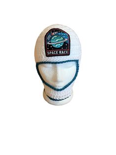 Beautifully Hand crocheted astronaut helmet, perfect for space adventures. Handcrafted with chunky yarn so it is beautifully warm and cosy.  Available in sizes from child to adult. Space Rocket scarf also available in separate listing; https://www.etsy.com/uk/listing/743199633/space-rocket-scarf Each hat will come beautifully gift wrapped in tissue paper and tied with ribbon, at no extra charge with Annie's compliments.  No additional delivery charge for second or more items ordered together, to same delivery address.  Handcrafted in a smoke free and pet free home.  This hat is made from 100% acrylic yarn with Space Race appliqué. Machine washable at 40C. Do not tumble dry. Crocheted Astronaut, Louise Bunny Ears, Pink Bunny Ears Hat, Astronaut Hat, Space Costume, Scarf Crocheted, Hat With Braids, Space Costumes, Space Helmet