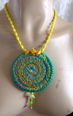 Art Necklaces, Necklace Beads, Fabric Embroidery, Tag Sale, Cotton Fabrics, Beaded Pendant, Embroidery Art, Cotton Fabric, Beaded Necklace