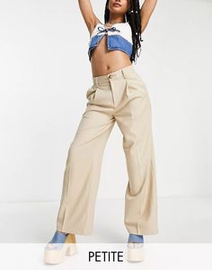 Bershka Petite tailored dad trouser co-ord in ecru | ASOS Dad Pants, Peg Trousers, Women Cargo Pants, Striped Wide Leg Pants, Trouser Co Ord, Black Wide Leg Pants, Boho Pants, Social Media Trends, Petite Pants