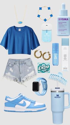 not mine Blue Outfit, Not Mine, Summer Outfits, Sneakers, Water, Blue, White