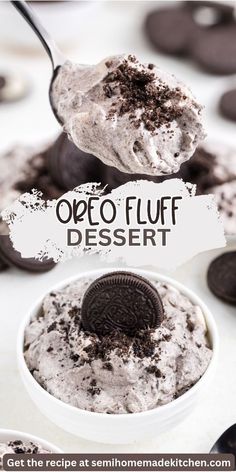 oreo fluff dessert in a white bowl