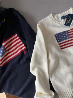 Ralph Lauren Aesthetic, Ralph Laurent, Ralph Lauren Jumper, Usa Sweater, Looks Pinterest, Preppy Sweater, American Flag Sweater