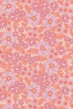 an orange and pink flowered background