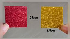 two different colors of glitter are shown in this image, one is red and the other is gold