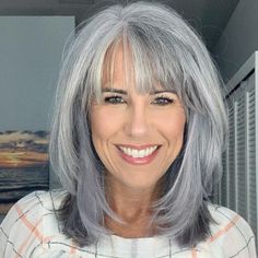 Bob Wigs For White Women, Grey Hair With Bangs, Wigs For White Women, Grey Hair Looks, Gorgeous Gray Hair, Grey Hair Inspiration, Beautiful Gray Hair, Grey Hair Styles For Women, Bangs With Medium Hair