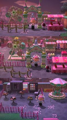 an animated city with carnival rides and carousels