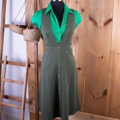 Features The Romper Style, Decorative Buttons And Midi Length. Shirt Is Not Included. Decorative Buttons, Romper Dress, Overall Dress, Dress Romper, Midi Length, Colorful Dresses, Overalls, Jumper, Midi Dress