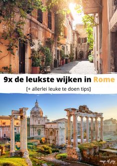 two pictures with the words 9x de lukste wiken in rome