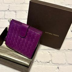 This Wallet Is Absolutely Gorgeous - Signature Incredibly Soft Bottega Lamb Skin In A Bold Purple Color. Clean Inside And Out With Snap Closure Bill And Credit Card Section And Separate Zipper Coin Pouch On Back Side. Euc - Includes Box And Tissue. All Items Are Well Cared For And Come From A Smoke Free, Pet Friendly Home. Please Ask Questions In Advance. Items Sold As-Is And Per Posh Policy, Sales Are Final. Everyday Purple Wallets With Card Slots, Elegant Purple Wallets For Travel, Purple Leather Wallet For Gift, Elegant Purple Wallets, Luxury Purple Wallet, Bottega Veneta Bags, Bottega Veneta Intrecciato, Coin Pouch, Pet Friendly