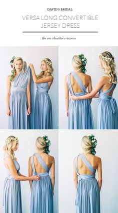 the back of a bridesmaid's dress is shown in four different ways