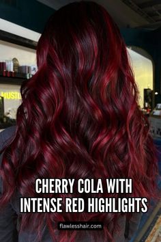 Cherry Cola With Intense Red Highlights Cola Hair Color, Cherry Red Hair Color, Cherry Cola Hair Color, Cola Hair, Cherry Cola Hair, Peach Hair Colors, Red Hair Color Ideas, Red Hairstyles, Red Hair Looks