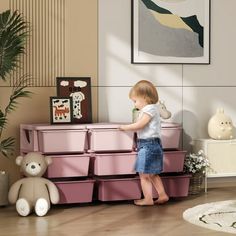 Space can be precious, and this minimalistic design from Qaba allows homes with limited extra room for furniture to accommodate them. The large removable bins will make items easy to access, so when a kid can't find something, they can search the boxes without having to stick their hand in the back of the drawer where they can't see. These containers are made for simplicity, storage, and a smooth, cleanable surface. Size: 9 drawers.  Color: Pink. Kids Bedroom Storage, Kids Storage Units, Small Bedroom Storage, Youth Furniture, Kid Toy Storage, Kids Room Organization, Bedroom Furniture Dresser, Extra Rooms, Extra Room