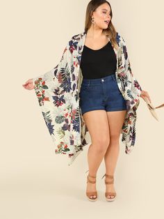 Plus Size Outfits For Summer, Outfits Gorditas, Plus Size Kimono, Plus Size Summer Outfits, Plus Size Summer Outfit, Elegante Casual, Looks Chic, Curvy Outfits