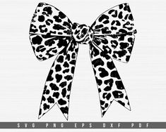 a black and white leopard print bow with the word svg png eps dxf