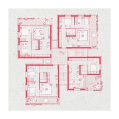 the floor plan of a three bedroom apartment with two bathrooms and four separate living areas