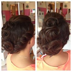 Wedding hair: side up-do w/braid, pompadour bangs and soft curls for a bridesmaid! We love bridal party hairstyling! #FLOWblowdrybar Bridal Party Hairstyles Bridesmaid, Bridesmaid Curls, Bridal Party Hairstyles, Facebook For Business, Bridal Party Hair, Wedding Hair Up, Hairstyles Bridesmaid, Up Dos, Hair Upstyles