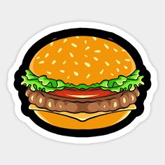 Burger -- Choose from our vast selection of stickers to match with your favorite design to make the perfect customized sticker/decal. Perfect to put on water bottles, laptops, hard hats, and car windows. Everything from favorite TV show stickers to funny stickers. For men, women, boys, and girls. Egg Patty, Burger Sticker, Handmade Sticker, Girl Clothes, Hard Hats, Car Windows, Funny Stickers, Custom Stickers