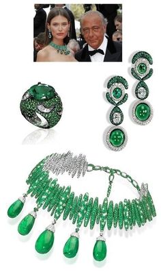 Red Carpet Jewelry Syn Emerald Statement Necklace Earring Set Solid 925 Silver Emerald Statement Necklace, Emerald Fashion, Swiss House, Red Carpet Jewelry, Bianca Balti, Post Photo, Italian Model, Green Jewelry, Green Gems