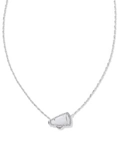 Buy Cheer Silver Short Pendant Necklace in White Mother-of-Pearl at KendraScott. Kendra Scott Cheer Necklace, Cheer Kendra Scott Necklace, Cheer Necklace, Initial Birthstone Necklace, Hoof Print, Blessing Bracelet, Short Pendant Necklace, Silver Shorts, Bar Jewelry