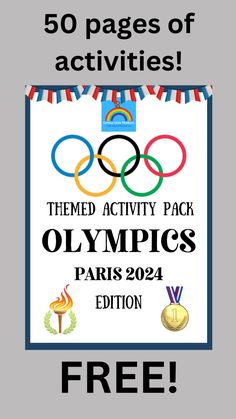 an olympic poster with the text 50 pages of activities