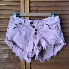 Jean Shorts (Pink) The Frayed Mid Rise Never Worn Jean Shorts, Pink Color, Pink Ladies, Mid Rise, Size 2, Womens Shorts, Women Shopping, Pink, Color