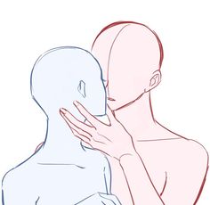 a drawing of a person holding their face in front of the other man's face