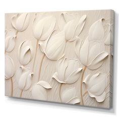 an abstract painting with white flowers on a wooden background canvas print wall art, ready to hang in the living room or bedroom