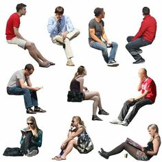 a group of people sitting on the ground with their feet up and one man talking on his cell phone