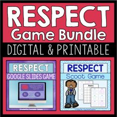 the respect game bundle for digital and printable with two different games on each side