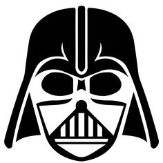 darth vader mask with the word star wars on it's face, in black and white