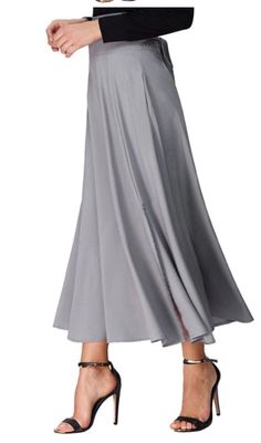 Material: Polyester, Spandex • Dresses Length: Ankle-Length • Style: Vintage • Decoration: Bow • Silhouette: A-Line • Waistline: Empire • Type: Solid • Denim Skirt: Long Skirt Summer A-line Stretch Bottoms, Gray Stretch Skirt For Summer, Spring A-line Stretch Bottoms, Spring Stretch A-line Bottoms, Flowy A-line Summer Bottoms, Stretch A-line Maxi Skirt For Summer, Summer Stretch A-line Maxi Skirt, Spring Full-length Skirt, Spring Full-length Stretch Skirt