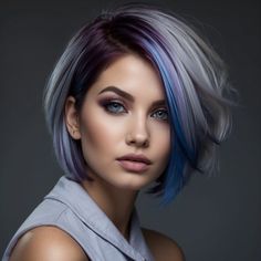 Latest 2024 Hair Color Trends For Women With Short Hair Women Short Hair Color Ideas, Long Front Bob Hairstyles, Gray Hair With Colored Highlights, Short Hair Vivids, Trendy New Haircuts For Women, Short Brown And Purple Hair, Fashion Color Pixie Hair, Short Sassy Hairstyles For Fine Hair, Short Neon Hair