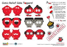 the instructions for how to make an owl cake topper with red and black decorations